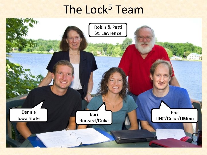 The Lock 5 Team Robin & Patti St. Lawrence Dennis Iowa State Kari Harvard/Duke