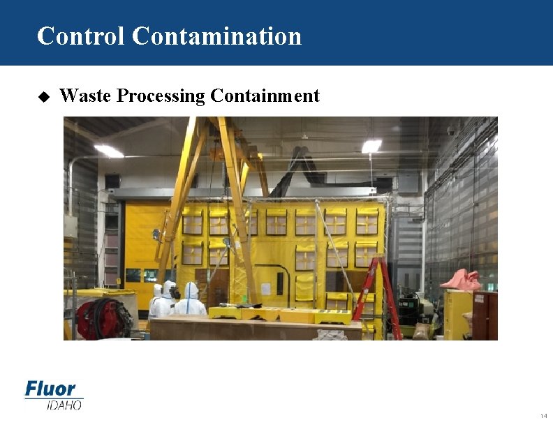 Control Contamination u Waste Processing Containment FLUOR IDAHO PROPRIETARY INFORMATION 14 