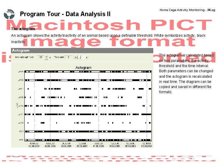 Program Tour - Data Analysis II Home Cage Activity Monitoring - MLog The actogram