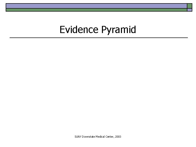 Evidence Pyramid SUNY Downstate Medical Center, 2003 