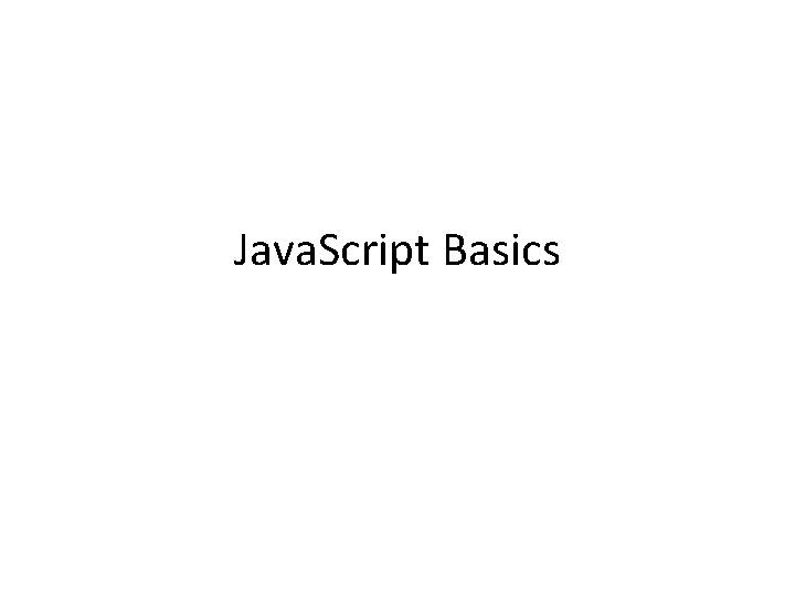 Java. Script Basics 