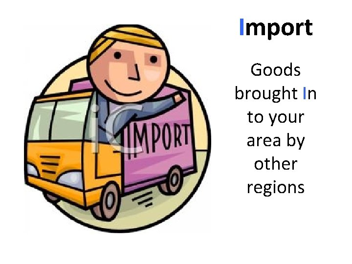 Import Goods brought In to your area by other regions 