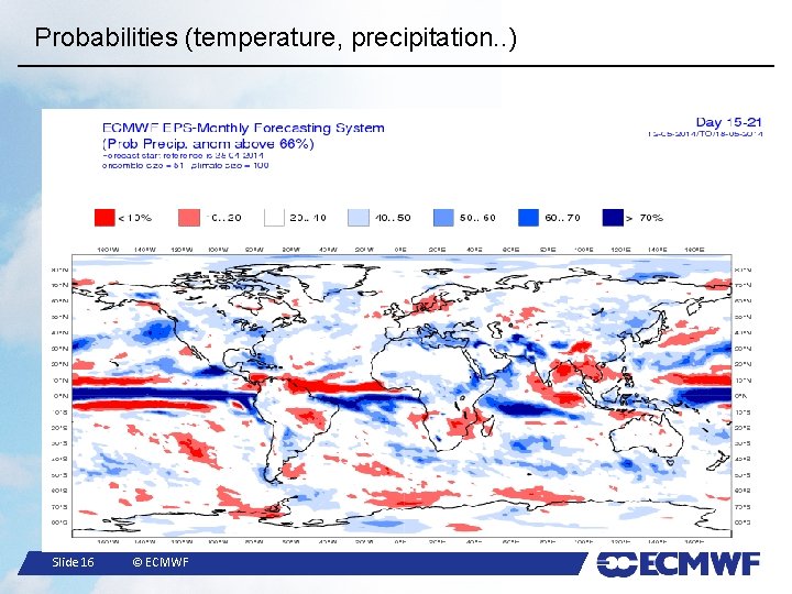 Probabilities (temperature, precipitation. . ) Slide 16 © ECMWF 