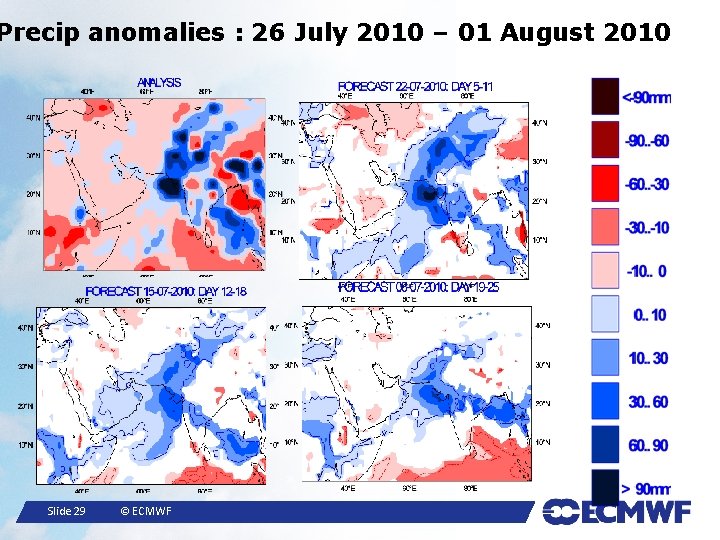 Precip anomalies : 26 July 2010 – 01 August 2010 Slide 29 © ECMWF