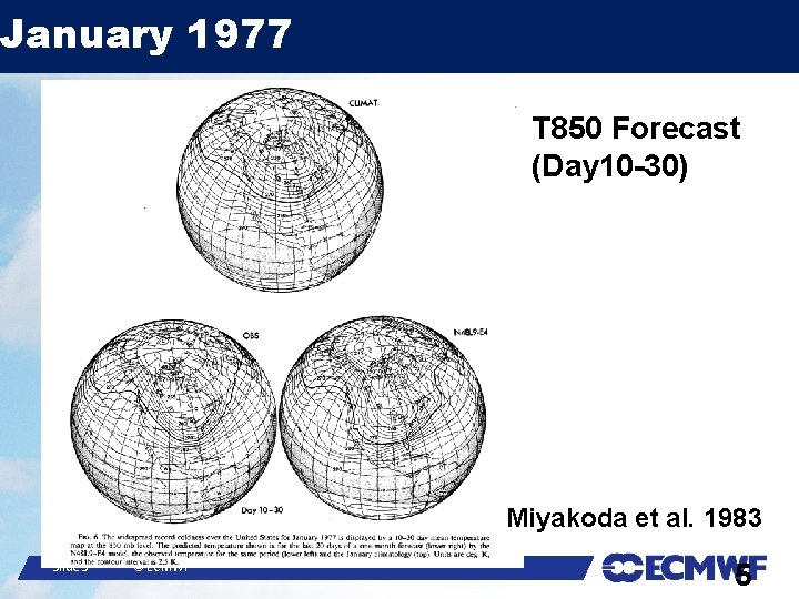 January 1977 T 850 Forecast (Day 10 -30) Miyakoda et al. 1983 Slide 5