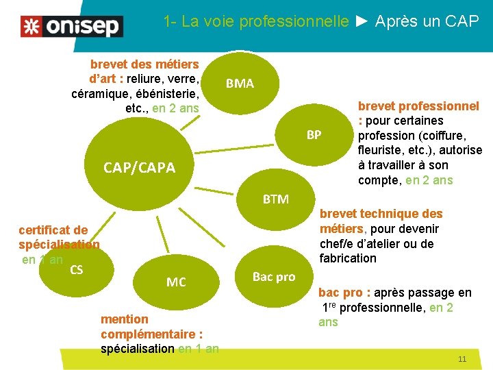 1 - La voie professionnelle ► Après un CAP brevet des métiers d’art :