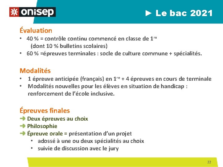 ► Le bac 2021 Évaluation • 40 % = contrôle continu commencé en classe