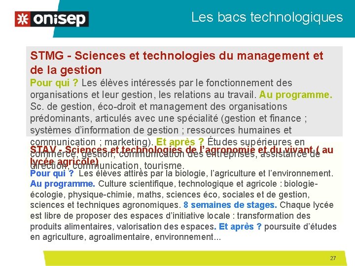 Les bacs technologiques STMG - Sciences et technologies du management et de la gestion