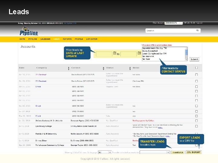Leads Copyright © 2013 Callbox. All rights reserved. 