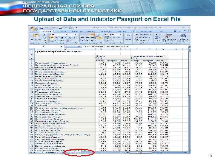 Upload of Data and Indicator Passport on Excel File 13 