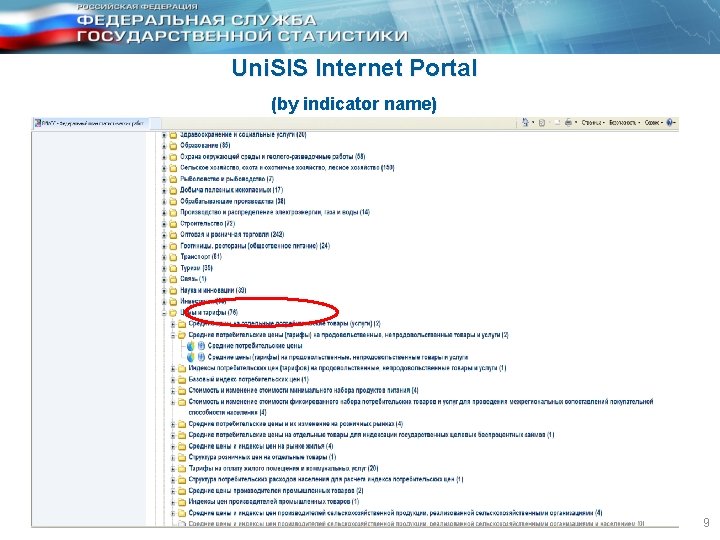 Uni. SIS Internet Portal (by indicator name) 9 