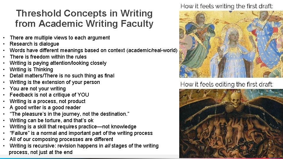 Threshold Concepts in Writing from Academic Writing Faculty • There are multiple views to