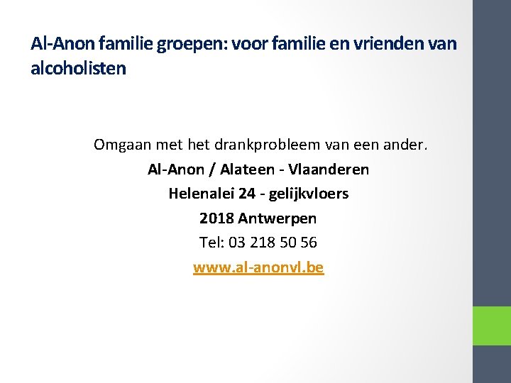 Al-Anon familie groepen: voor familie en vrienden van alcoholisten Omgaan met het drankprobleem van