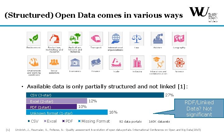 (Structured) Open Data comes in various ways • Available data is only partially structured (Structured) Open Data comes in various ways • Available data is only partially structured