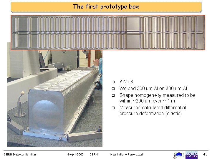 The first prototype box q q CERN Detector Seminar 8 -April-2005 CERN Al. Mg