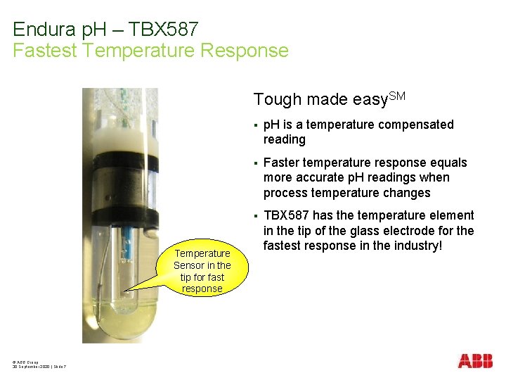 Endura p. H – TBX 587 Fastest Temperature Response Tough made easy. SM Temperature