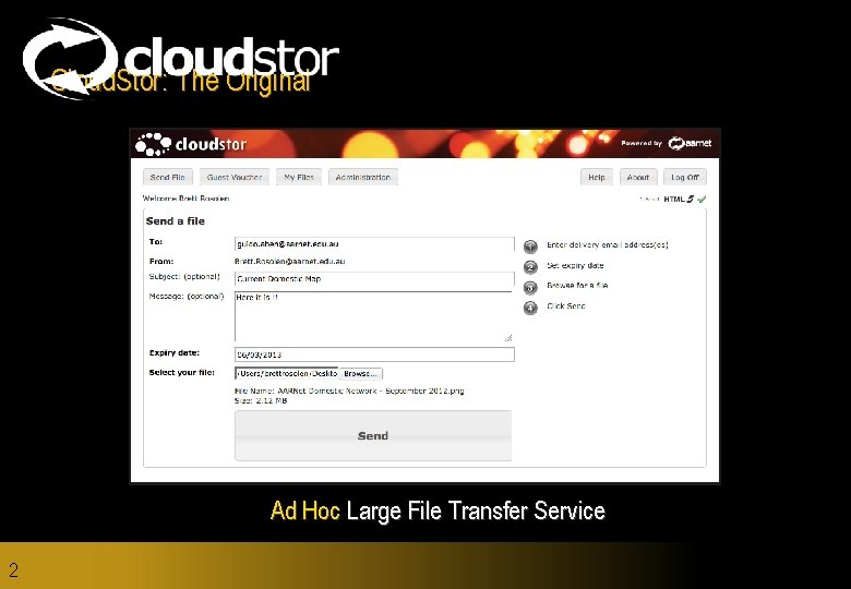 Cloud. Stor: The Original Ad Hoc Large File Transfer Service 2 