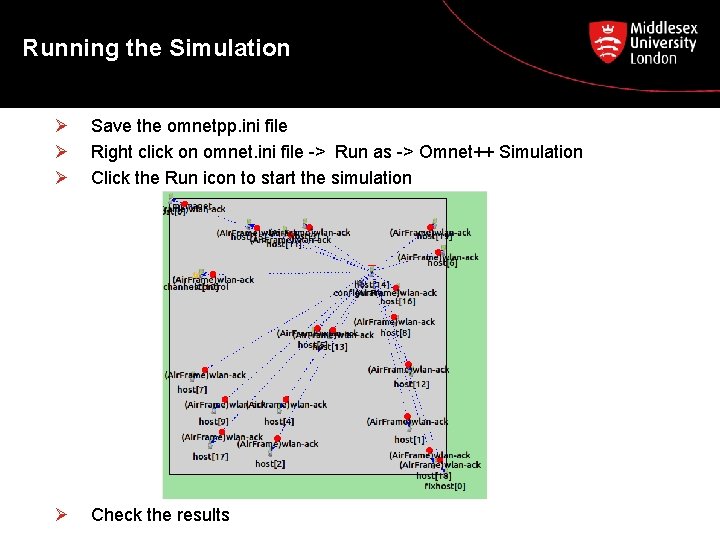 Running the Simulation Ø Ø Ø Save the omnetpp. ini file Right click on