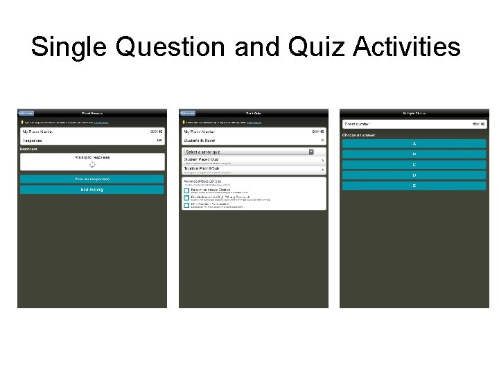 Single Question and Quiz Activities 