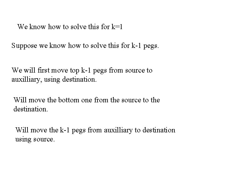 We know how to solve this for k=1 Suppose we know how to solve