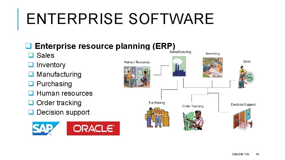 ENTERPRISE SOFTWARE q Enterprise resource planning (ERP) q Sales q Inventory q Manufacturing q