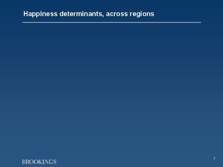 Happiness determinants, across regions 7 