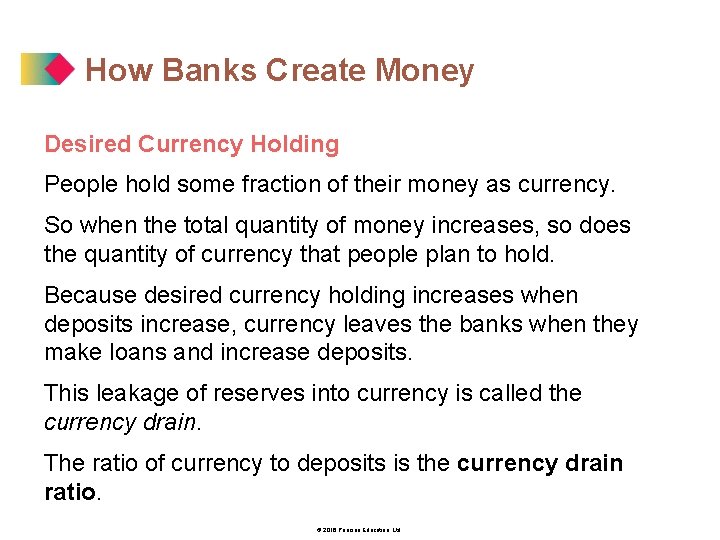 How Banks Create Money Desired Currency Holding People hold some fraction of their money