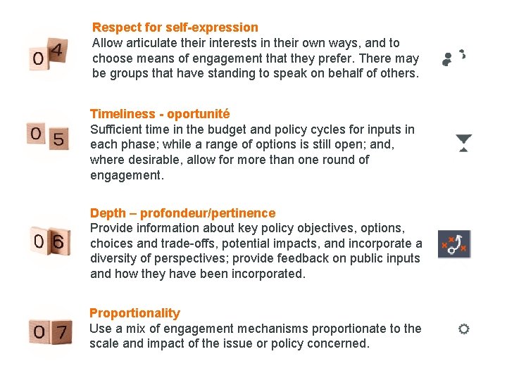 Respect for self-expression Allow articulate their interests in their own ways, and to choose