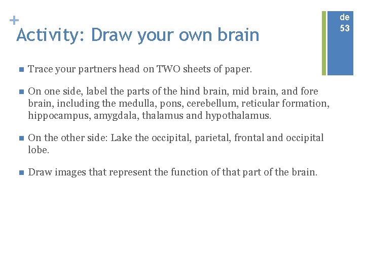 + Activity: Draw your own brain n Trace your partners head on TWO sheets