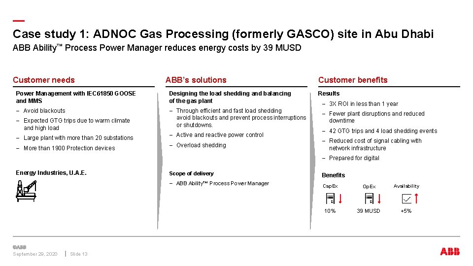 — Case study 1: ADNOC Gas Processing (formerly GASCO) site in Abu Dhabi ABB