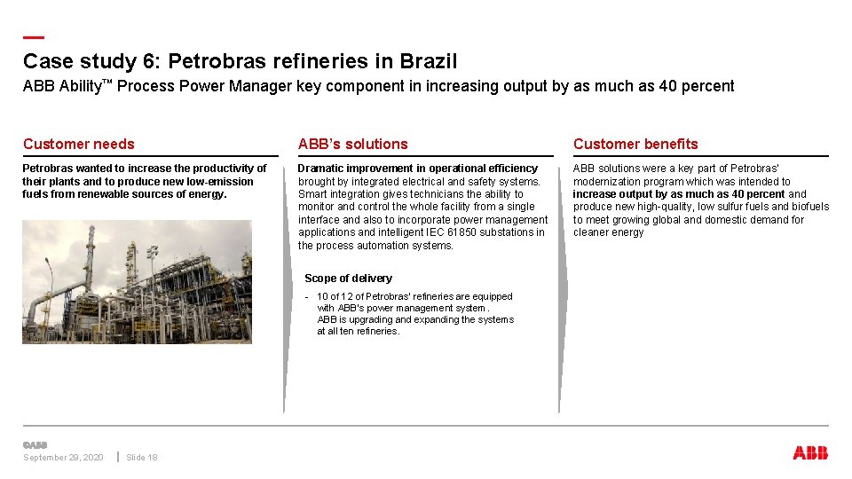 — Case study 6: Petrobras refineries in Brazil ABB Ability™ Process Power Manager key