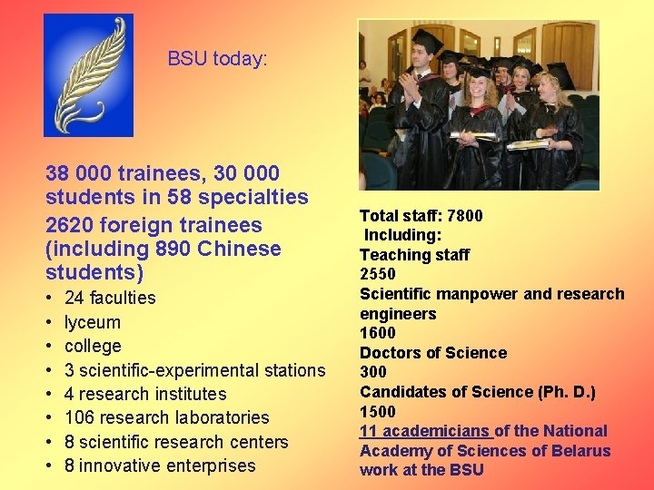 BSU today: 38 000 trainees, 30 000 students in 58 specialties 2620 foreign trainees