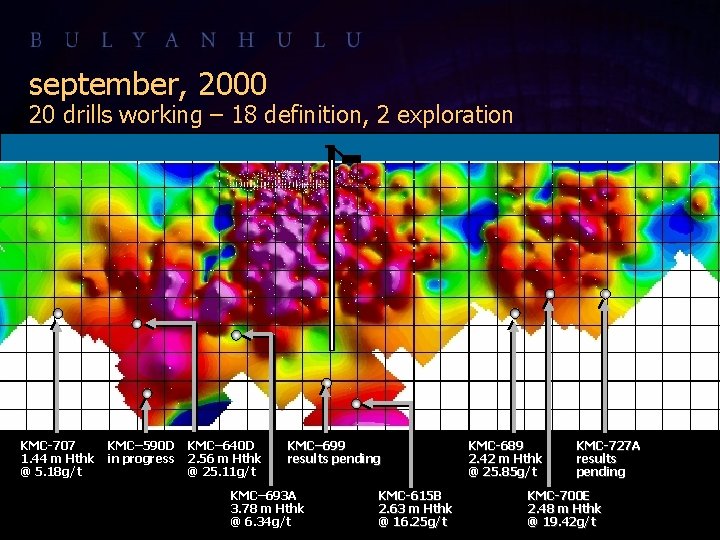september, 2000 20 drills working – 18 definition, 2 exploration 2 km. KMC-707 1.