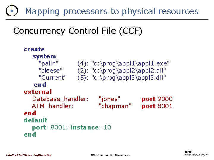 Mapping processors to physical resources Concurrency Control File (CCF) create system "palin" (4): "c: