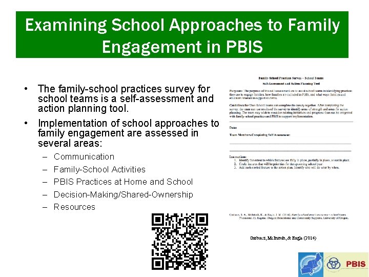 Examining School Approaches to Family Engagement in PBIS • The family-school practices survey for