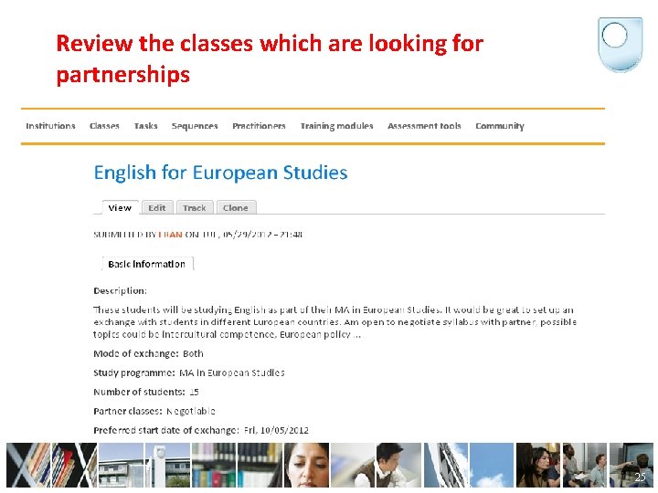 Review the classes which are looking for partnerships 25 