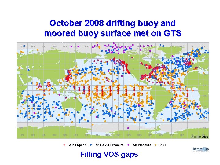 October 2008 drifting buoy and moored buoy surface met on GTS Filling VOS gaps