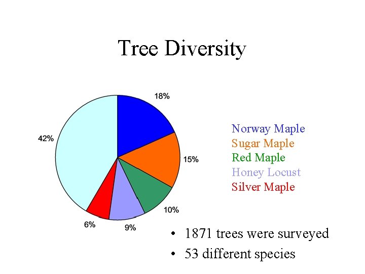 Tree Diversity Norway Maple Sugar Maple Red Maple Honey Locust Silver Maple • 1871