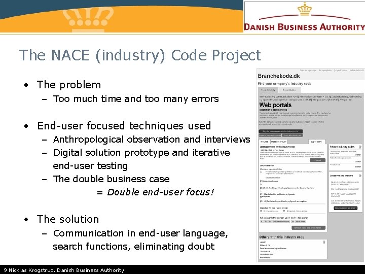 The NACE (industry) Code Project • The problem – Too much time and too