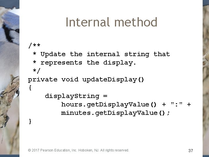 Internal method /** * Update the internal string that * represents the display. */