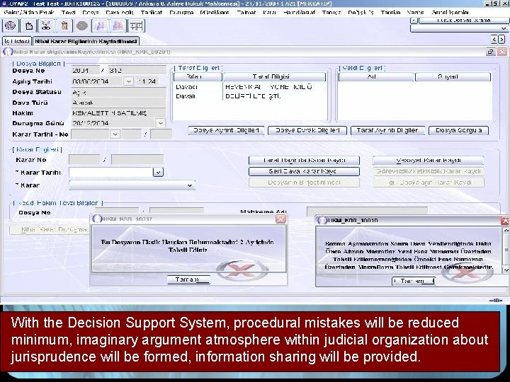 With the Decision Support System, procedural mistakes will be reduced minimum, imaginary argument atmosphere