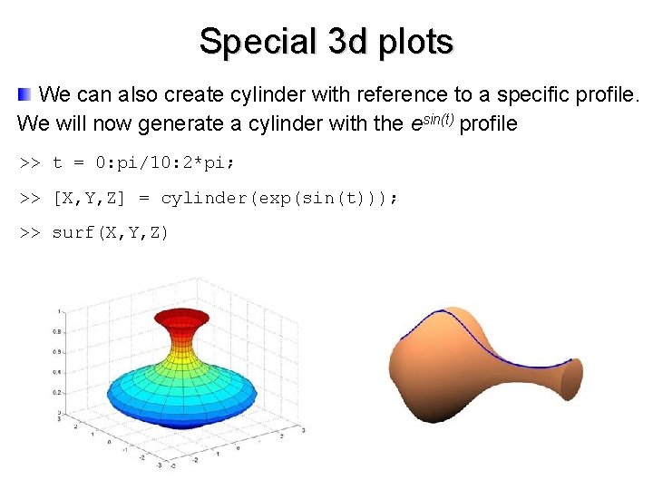 Special 3 d plots We can also create cylinder with reference to a specific