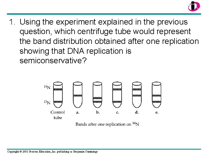 1. Using the experiment explained in the previous question, which centrifuge tube would represent