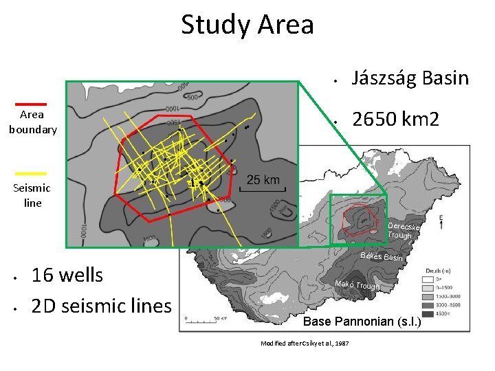 Study Area boundary • Jászság Basin • 2650 km 2 Seismic line Derecske Trough