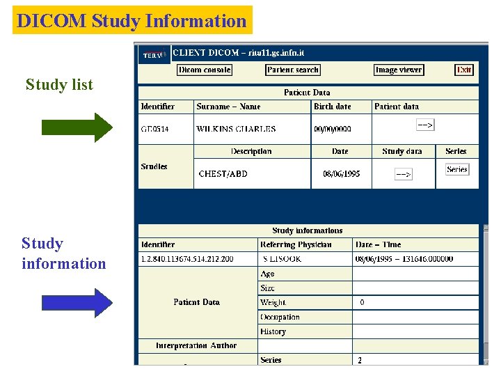 DICOM Study Information Study list Study information 
