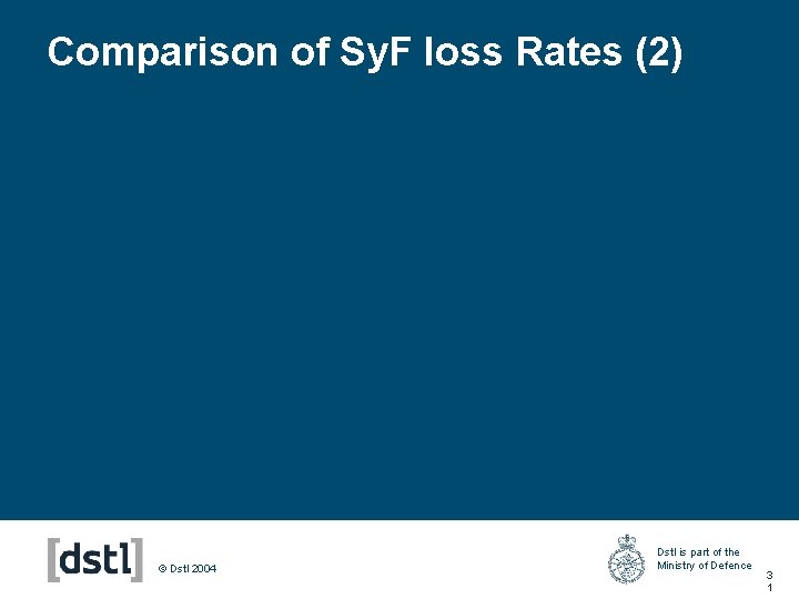 Comparison of Sy. F loss Rates (2) © Dstl 2004 Dstl is part of