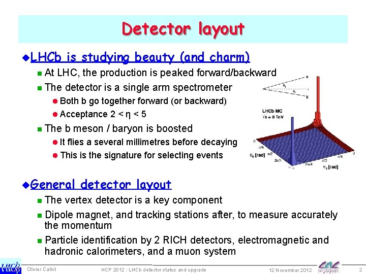 Detector layout u. LHCb is studying beauty (and charm) n At LHC, the production