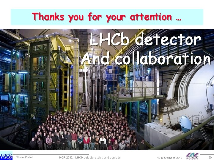 Thanks you for your attention … LHCb detector And collaboration Olivier Callot HCP 2012