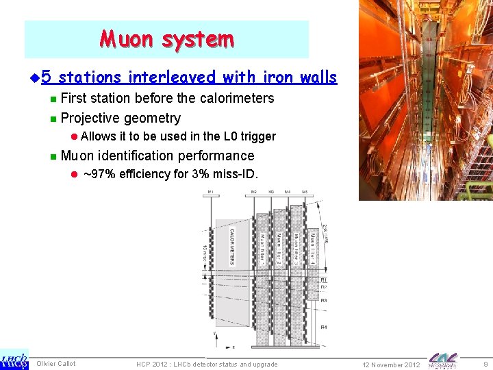 Muon system u 5 stations interleaved with iron walls n First station before the