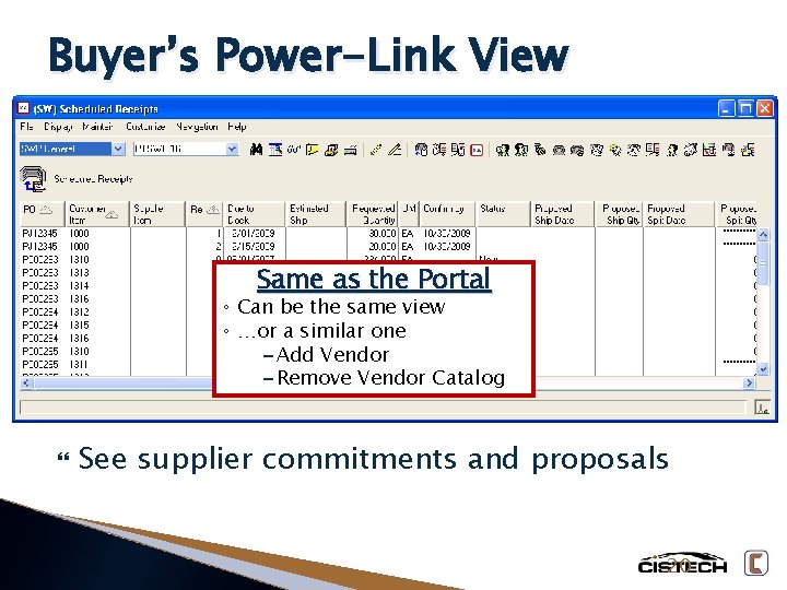 Buyer’s Power-Link View Same as the Portal ◦ Can be the same view ◦